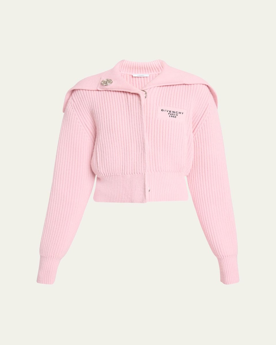 Ribbed Oversized Collar Cardigan